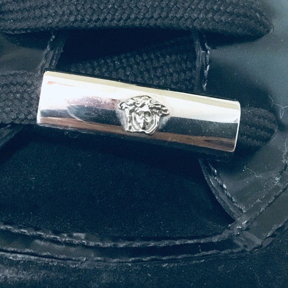 PRE OWNED Versace Leather/Nylon Men’s Hightop Black White Sneaker Sz 43EU / 10US - Picture 13 of 16